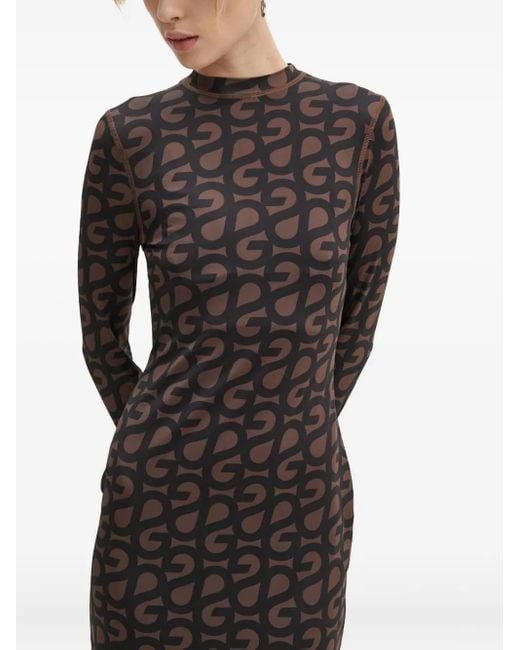 Stine Goya Black Long-Sleeved Midi Dress