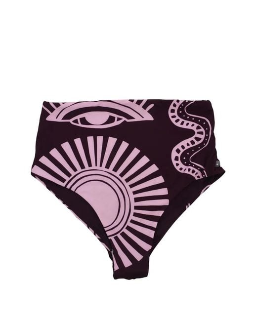 Cala De La Cruz Purple Isis Graphic-Print Bikini Bottoms