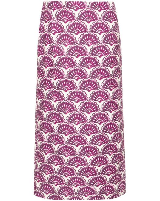 LaDoubleJ Purple Graphic-print Pencil Skirt