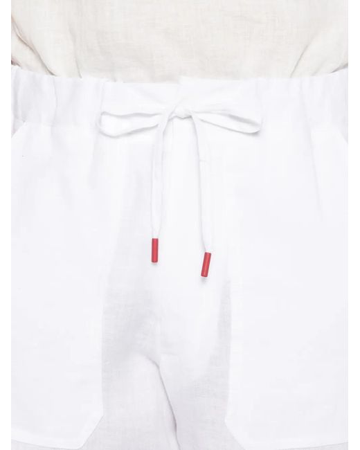 Kiton White Linen Trousers for men