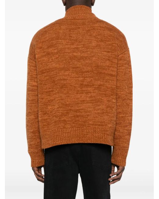 Etudes Studio Brown Logo-Jacquard Funnel-Neck Jumper