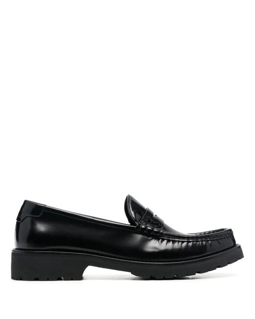 Saint Laurent Black Le Loafer High Shine Finish Flat Shoes for men
