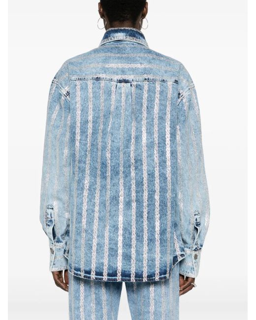Camisa vaquera con detalles de cristal GIUSEPPE DI MORABITO de color Blue