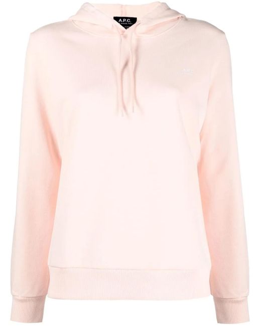 A.P.C. Pink Embroidered Drawstring Hoodie