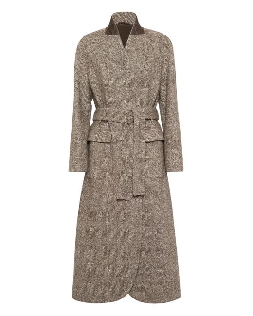 Brunello Cucinelli Brown Belted Coat