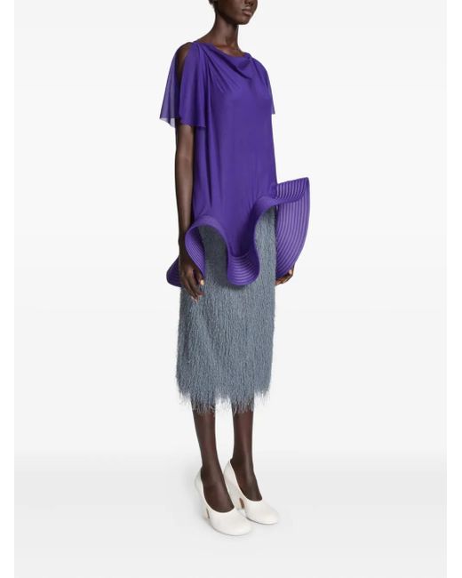 Dries Van Noten Blue Fringed Skirt