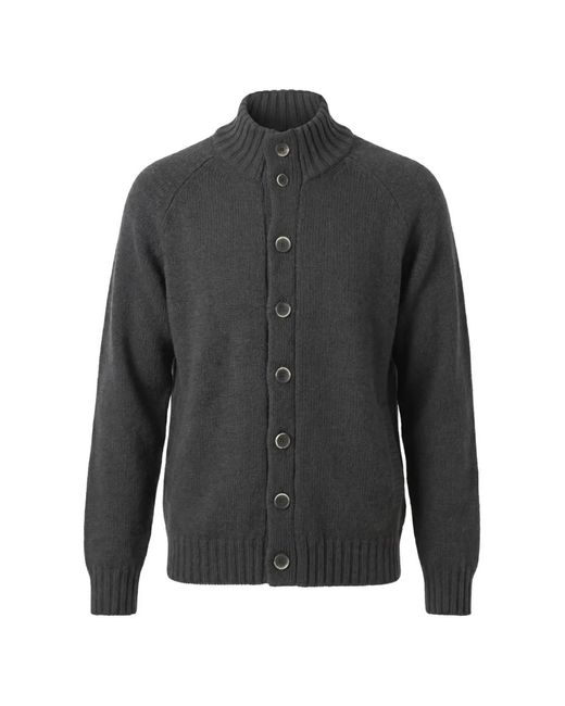 Altea Gray Ribbed-Knit Button-Up Cardigan for men