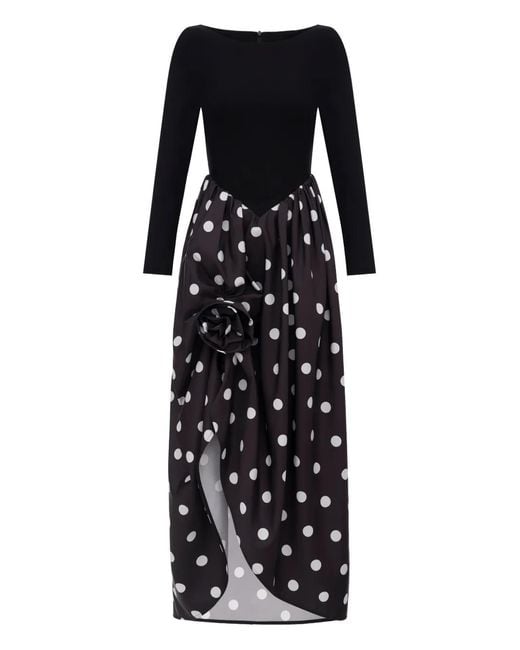 Sleeper Black Aurora Polka-Dot Maxi Dress