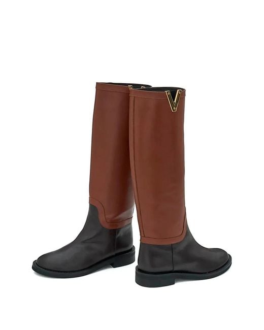 Via Roma 15 Women's Brown 35Mm Logo-Detail Boots