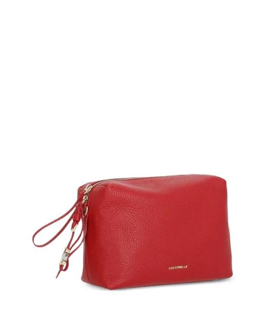 Coccinelle Red Pebbled Leather Shoulder Bag
