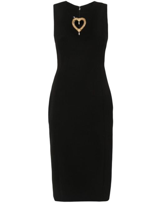 Moschino Midi-jurk Met Hartdetail in het Black