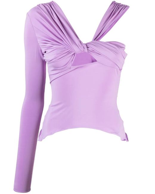 Nensi Dojaka Purple One-Shoulder Asymmetric Top
