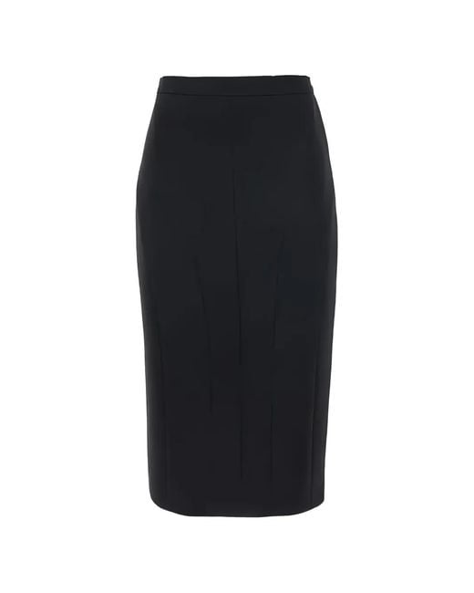 Max Mara Black Zip Slit Midi Skirt