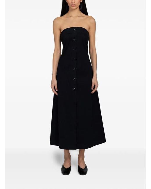 Samsøe & Samsøe Black Sahya Strapless Button-Front Dress