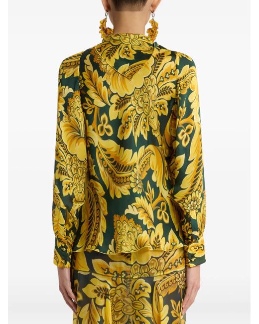 Etro Yellow Flower-Bee Motif Blouse