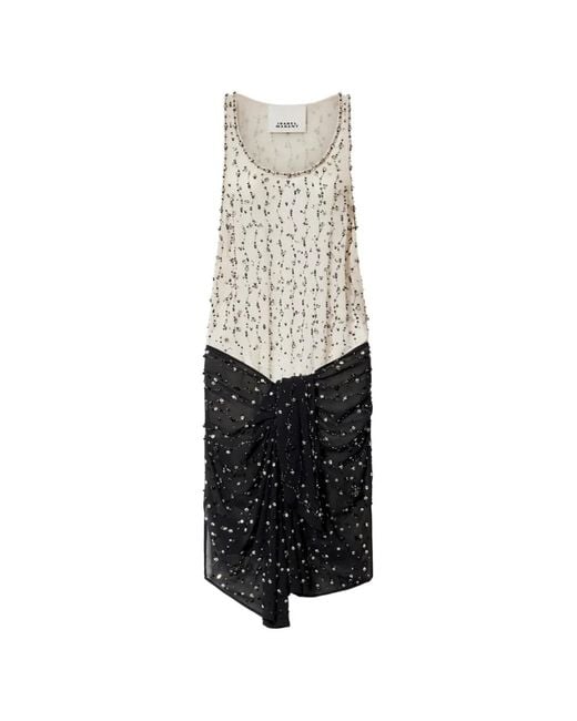 Isabel Marant White Milea Sequin-Embellished Knotted Mini Dress