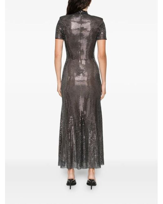 Vestido midi con apliques y manga corta Self-Portrait de color Gray