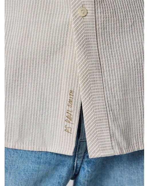 Paul Smith Natural Regular-Fit Taupe Textured-Stripe Shirt for men