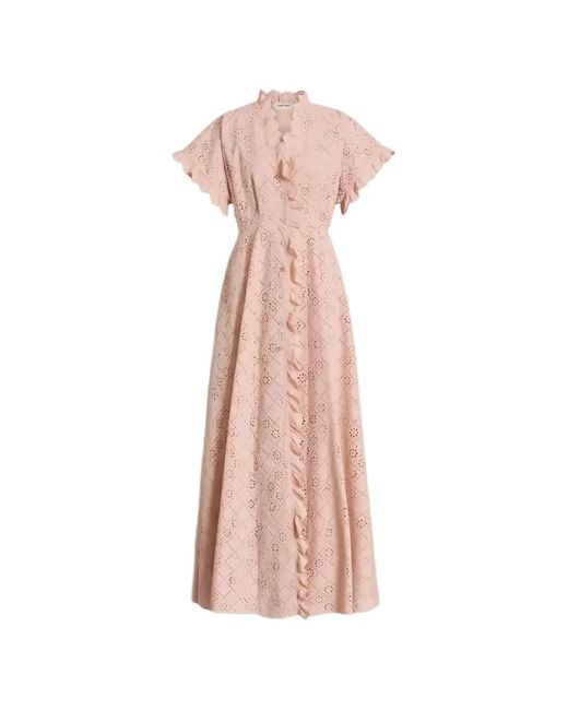 Alberta Ferretti Pink Ruffled Openwork Dress