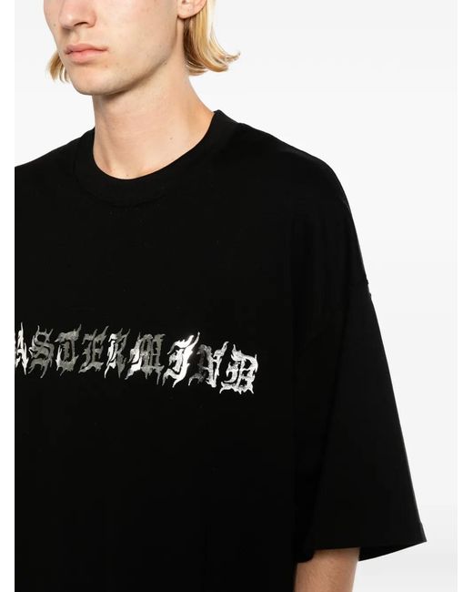 Mastermind Japan Black Logo-Print Crew Neck T-Shirt for men