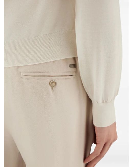 Herno White Pleated Water-Repellent Trousers for men