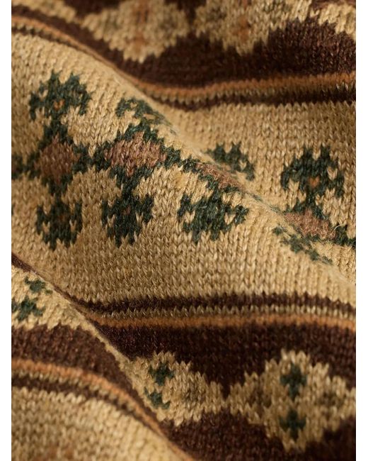 RRL Brown Patterned Shawl-Collar Cardigan for men