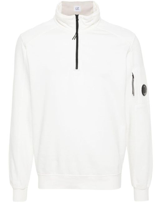 C P Company White Lens-embellished Cotton Sweatshirt for men