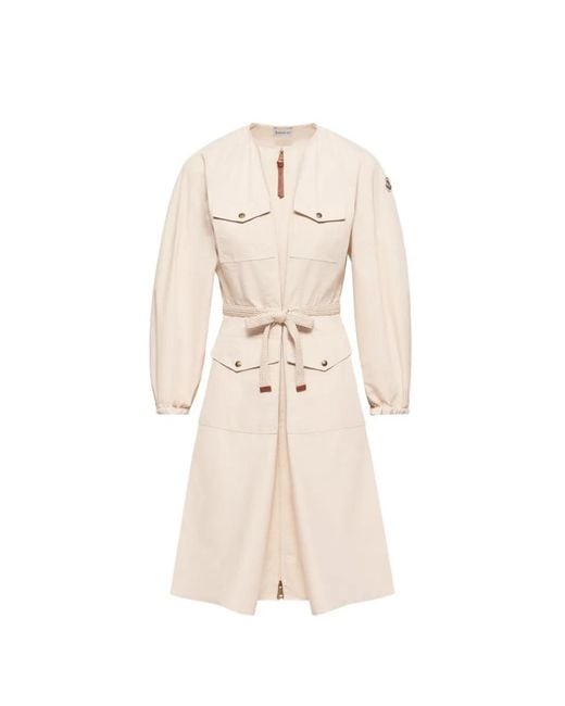 Moncler White Logo-Patch Poplin Midi Dress