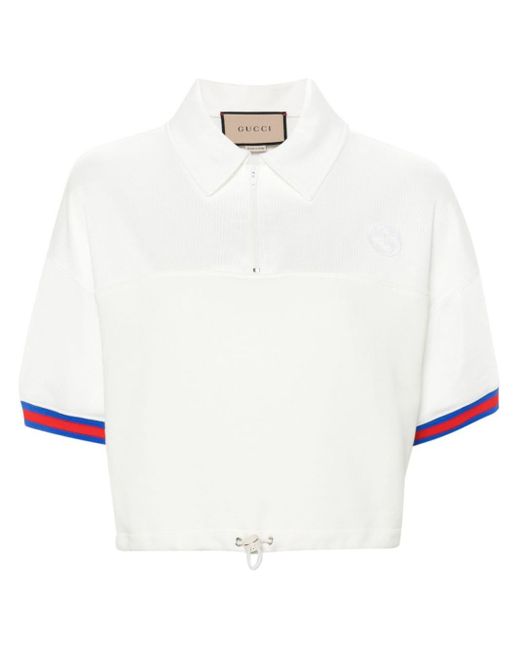 Gucci White Jersey Polo Shirt With Web