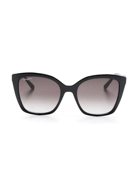 Ferragamo Eyewear Black Gancini-Embellished Oversized-Frame Sunglasses
