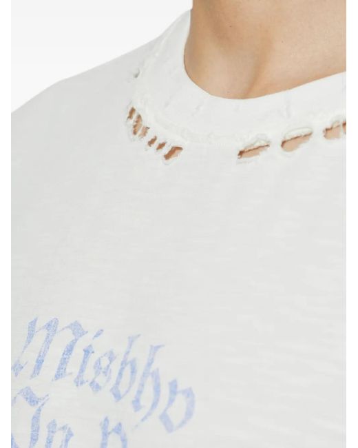 M I S B H V White Text-Print T-Shirt for men