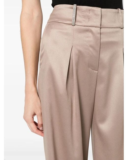 Peserico Natural Dart-Embellished Twill Wide-Leg Trousers