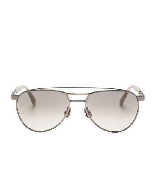 Brunello Cucinelli Gray Pilot-Frame Sunglasses
