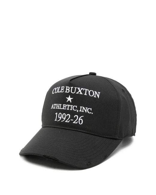 Cole Buxton Black Embroidered Distressed Baseball Cap