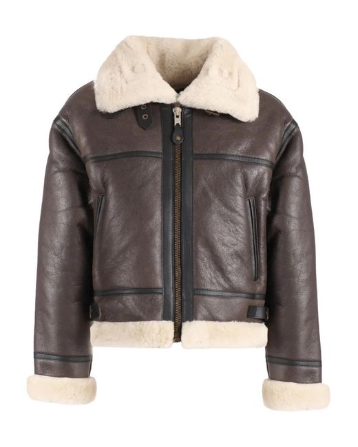 Schott Nyc Black Shearling-Collar Leather Jacket for men