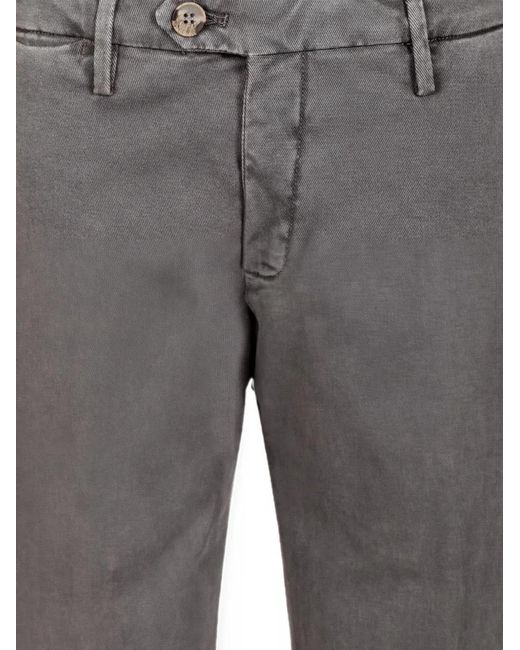 Al Duca D'aosta Gray Drill-Texture Cotton Trousers for men