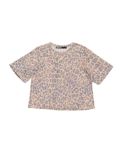 Bimba Y Lola Gray Leopard-Print Short-Sleeve Top