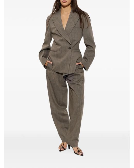 Rohe Gray Double-Breasted Slub-Texture Blazer