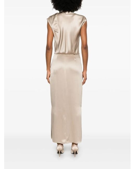 Giorgio Armani Natural Tie-Shoulder Gown