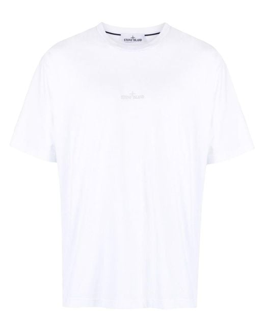 Stone Island White T-Shirt 'Scratched Paint One' Print for men