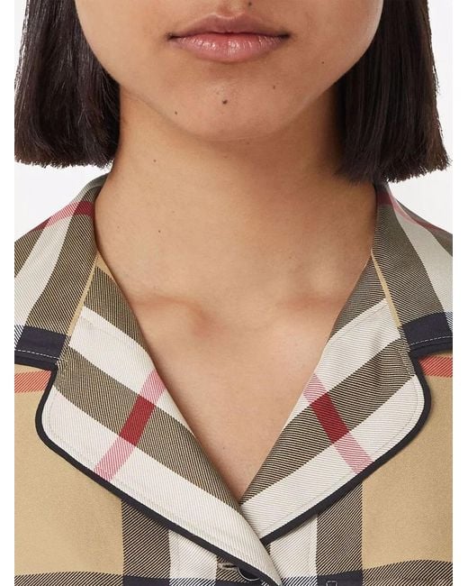 Burberry Natural Neutral Vintage Check Silk Pyjama Shirt - Women's - Silk