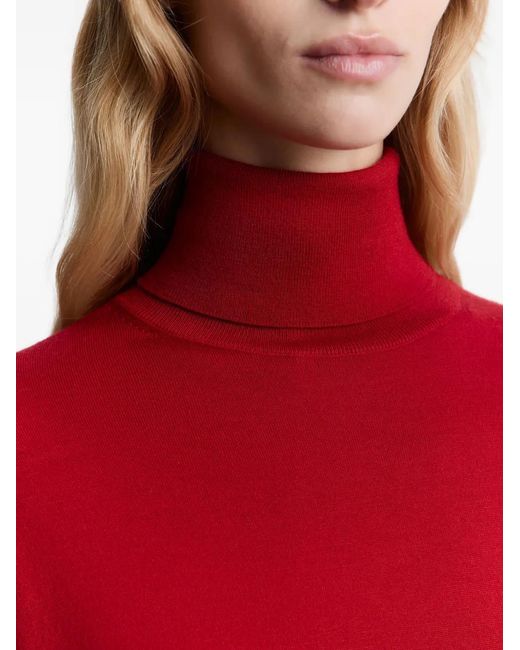 12 STOREEZ Red Merino Turtleneck Sweater