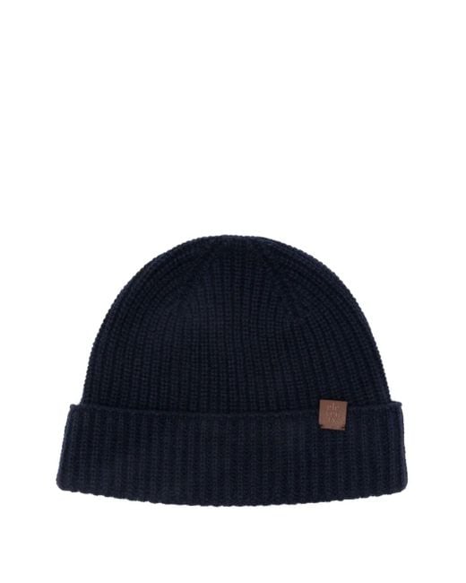 Eleventy Blue Ribbed-Knit Beanie for men