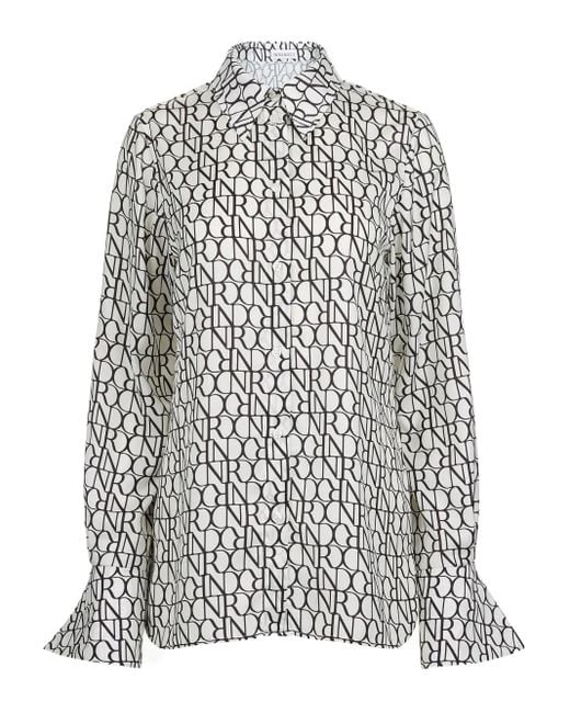 Nina Ricci White Bell-Cuff Printed Shirt