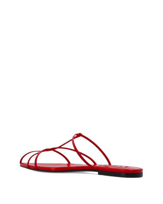 Jil Sander Red Strappy Flat Sandals