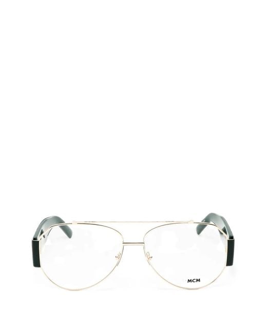 MCM White Pilot-Frame Glasses for men