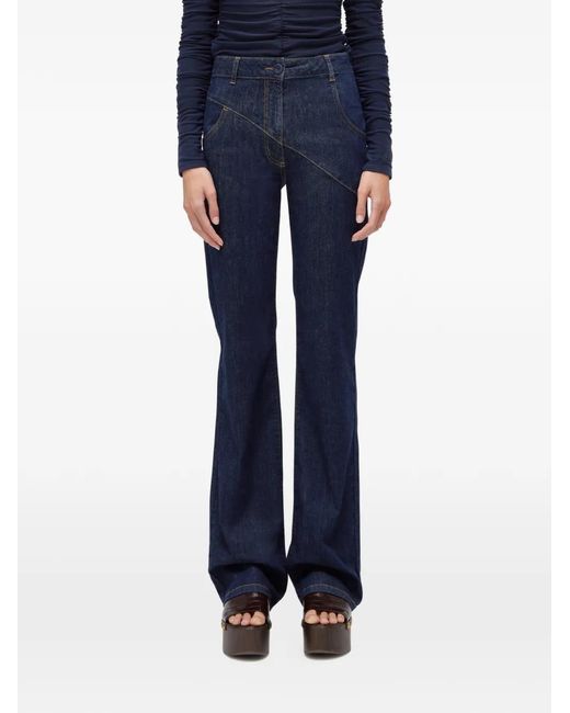 Blugirl Blumarine Blue Asymmetric-Seam High-Waisted Jeans