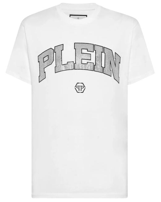 Philipp Plein White Logo-Embellished Cotton T-Shirt for men