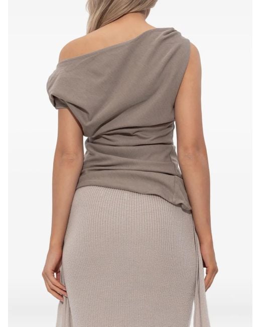 Entire studios Gray One-shoulder draped top