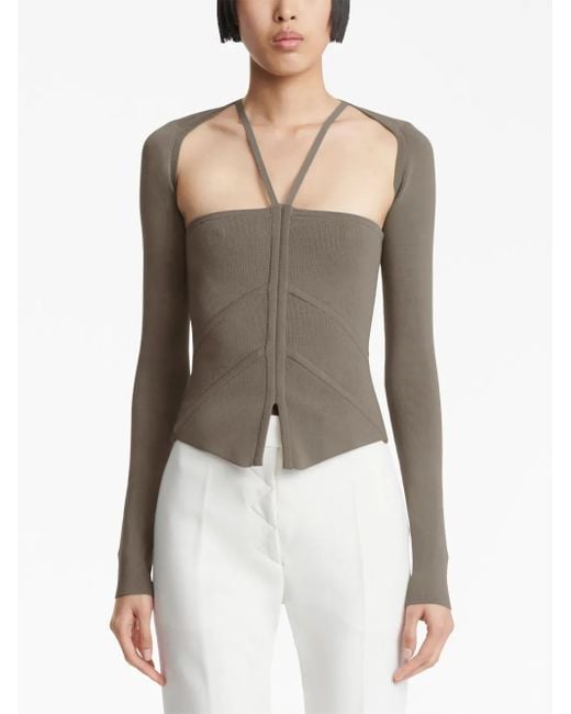 Dion Lee Gray Square-Neck Corset-Style Top